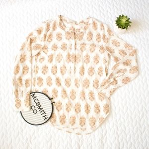 ✨J. Crew | Gold Printed Drapey Henley Damask Tunic